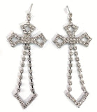 Rhinestone Hollow Cross Earrings (3 Color Choices)