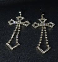 Rhinestone Hollow Cross Earrings (3 Color Choices)