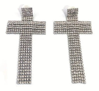 Rhinestone Tassel Cross Earrings (2 Color Choices)