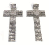 Rhinestone Tassel Cross Earrings (2 Color Choices)