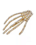 HALLOWEEN - 2 Rhinestone Skeleton Hands Hair Clips (2 Color Choices)