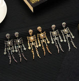HALLOWEEN Big & Boujee Rhinestone Skeleton Dangle Earrings (3 Color Choices)