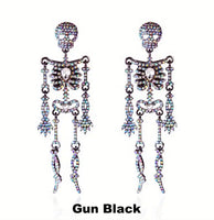 HALLOWEEN Big & Boujee Rhinestone Skeleton Dangle Earrings (3 Color Choices)