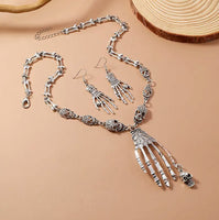 Gothic Hand Bone Necklace Set