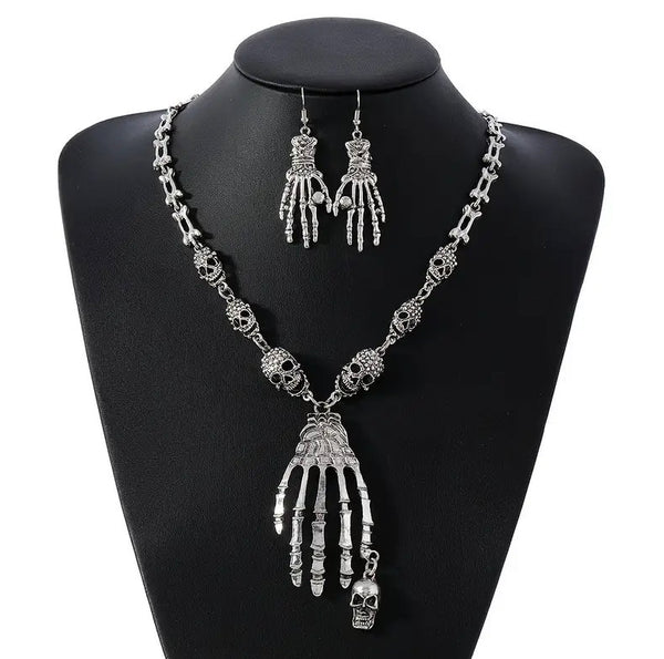 Gothic Hand Bone Necklace Set