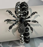Halloween Beaded Spider Stretch Bracelet with Coordinating Earrings