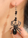 Halloween Beaded Spider Stretch Bracelet with Coordinating Earrings