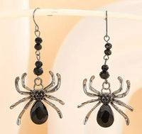 Halloween Beaded Spider Stretch Bracelet with Coordinating Earrings