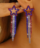 Patriotic Rhinestone Tassel Earrings (3 Choices)