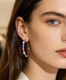 Patriotic Western Stones Hoop Earrings