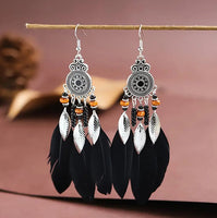Boho-Chic Elegant Feather Dangle Earrings (7 Color Choices)