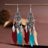 Boho-Chic Elegant Feather Dangle Earrings (7 Color Choices)