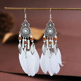 Boho-Chic Elegant Feather Dangle Earrings (7 Color Choices)