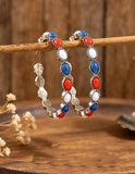 Patriotic Western Stones Hoop Earrings