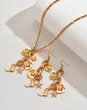 Western - Charms Necklace with Matching Earrings (Gold or Silver)