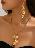 Western - Charms Necklace with Matching Earrings (Gold or Silver)