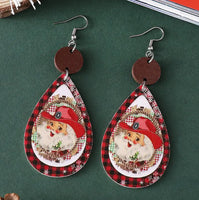 Christmas - Western Santa Claus Faux Leather Earrings