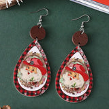 Christmas - Western Santa Claus Faux Leather Earrings