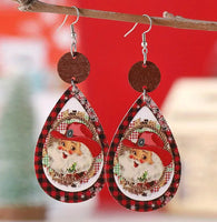 Christmas - Western Santa Claus Faux Leather Earrings