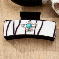 Western White Zebra Print Jaw Hair Clip