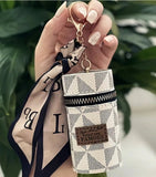 Lipstick/Chapstick Triangular Print Bag Keychain (3 Color Choices)