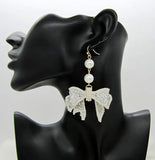 Elegant Rhinestone Bows Dangle Earrings (3 Color Choices)