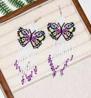 Colorful Bohemian Beaded Butterfly Tassel Earrings