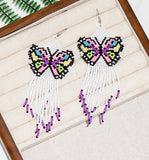 Colorful Bohemian Beaded Butterfly Tassel Earrings