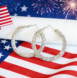 Rhinestone/Crystal Hoop Earrings (3 Color Choices)