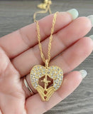Rhinestone Wings & Cross Necklace