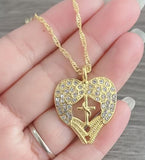 Rhinestone Wings & Cross Necklace
