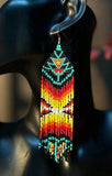 Boho-Chic Yellow & Red Beaded Long Tassel Earrings
