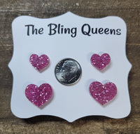 Mommy & Me Glittered Acrylic Heart Stud Earrings