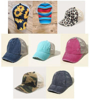 CLEARANCE - Pony Tail Hats - Assorted Colors & Prints