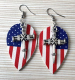 American Flag Cross Earrings