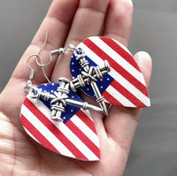 American Flag Cross Earrings