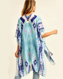 Aqua/Blue Boho Aztec Print Kimono or Coordinating Tote (Each Sold Seperately)