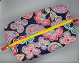 Handmade - Quilted Blue Paisley Floral Makeup Bag