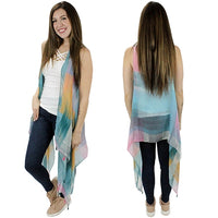 CLEARANCE - Blue Checkered Vest with Tassels ** Spring Colors