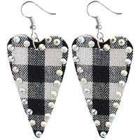 Black & White Buffalo Plaid Heart Earrings