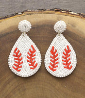 Baseball Seed Bead Earrings