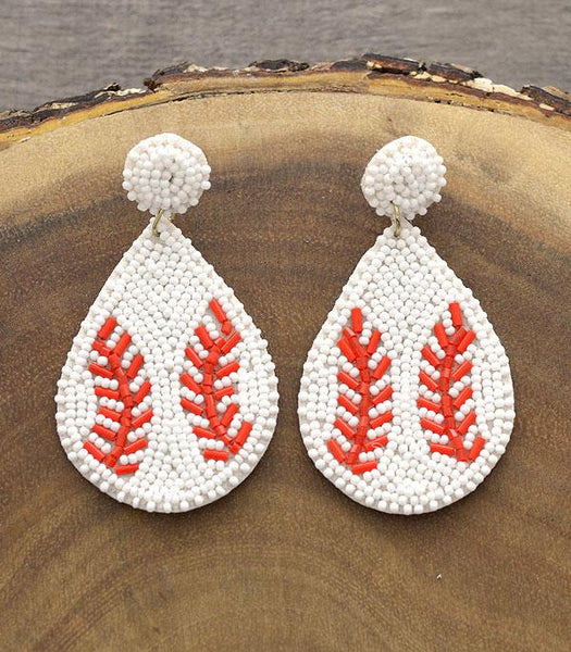 Baseball Seed Bead Earrings