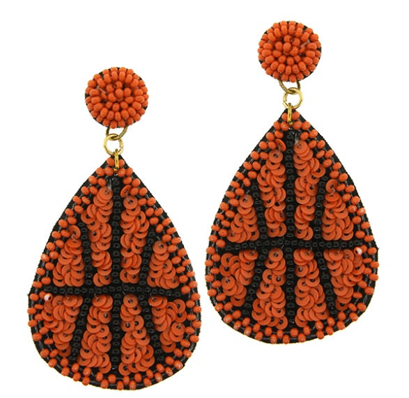 Basketball Seed Bead Earrings
