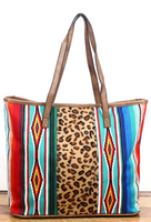 Be Bold Southwest Serape & Leopard Center Stripe Tote