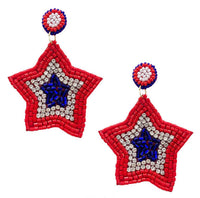 Patriotic Star Seed Bead Earrings