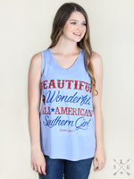 CLEARANCE - Beautiful, Wonderful, All-American Southern Girl V-Neck Tank