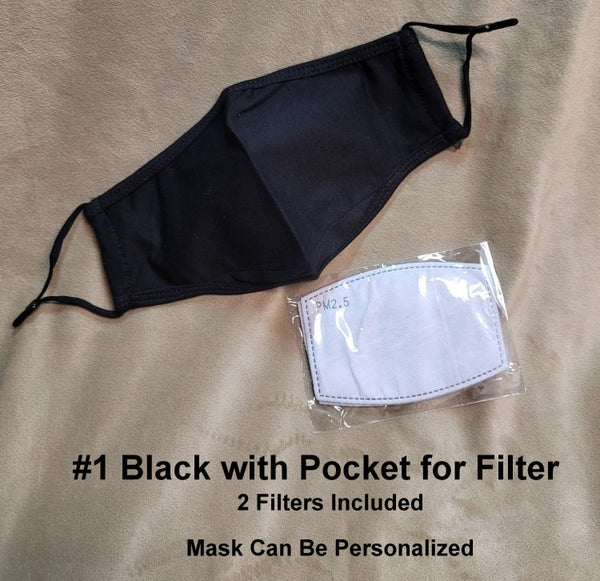 Black Face Mask with Pocket for Filter