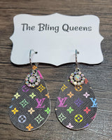 Multicolored Teardrop Earrings with Charms