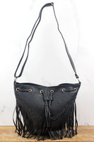 CLEARANCE Black Nashville Fringe Crossbody Bag