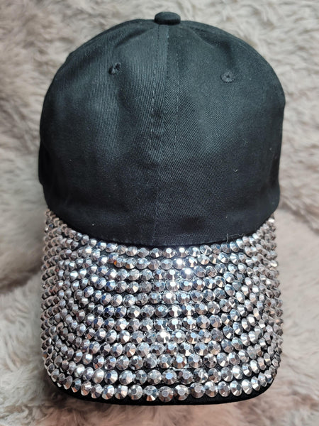 CLEARANCE Black Ball Cap with Stud Filled Brim